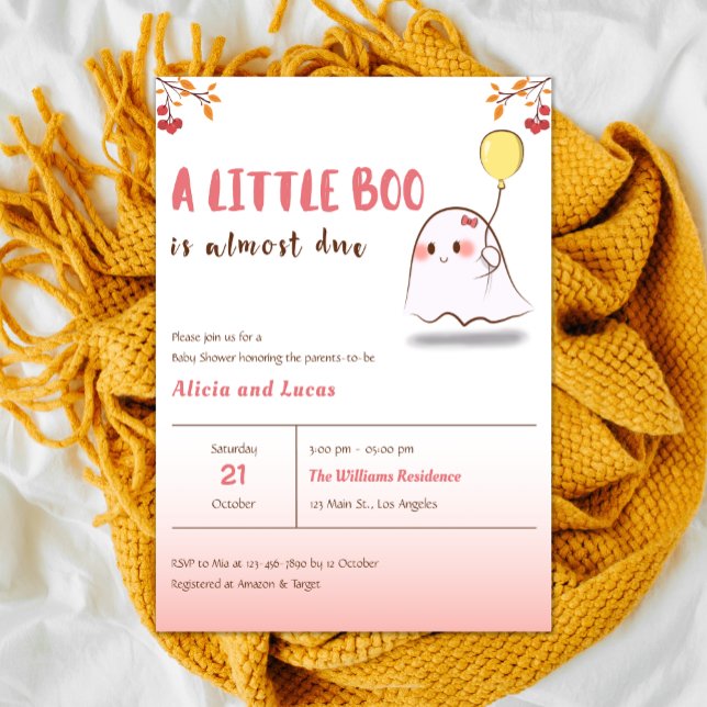 Invitation Joli Fantôme Un Petit Baby shower Boo Halloween (Créateur téléchargé)