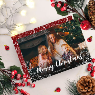 Invitation Joli feuillage d'hiver Photo Joyeux Noël