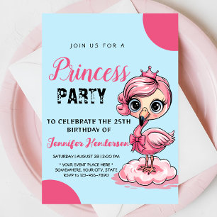 Invitation Joli flamant avec couronne d'anniversaire