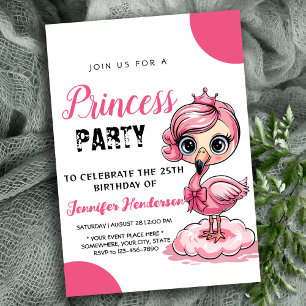 Invitation Joli flamant avec couronne d'anniversaire