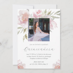Invitation Joli Floral 15 ans Anniversaire Quinceañera Photo