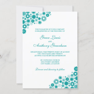 Invitation Joli Floral Turquoise Mariage