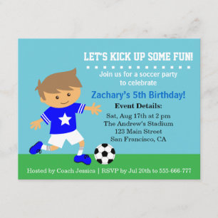 Invitation Joli Garçon de Football, Fête d'Anniversaire sur l