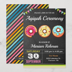 Invitation Joli gâteau Aqeeqah doux   Cérémonie Aqiqah