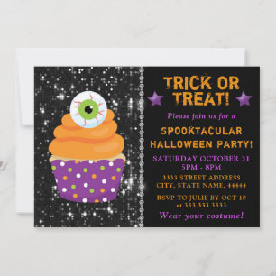 Invitation Joli gâteau d'Halloween aux yeux pour fête d'enfan