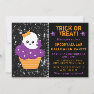 Invitation Joli gâteau d'Halloween fantôme pour fête d'enfant