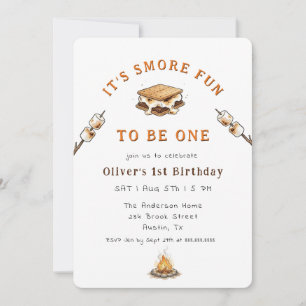 Invitation Joli gâteau S'mores pour 1er anniversaire 