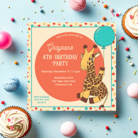Joli girafe avec un ballon bleu pour l'anniversair