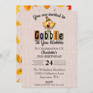 Invitation Joli Gobble Jusqu'À Ce Que Vous Tournez Anniversai