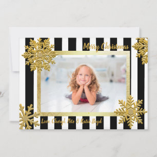 Invitation Joli Gold et Black Photo personnalisée Noël