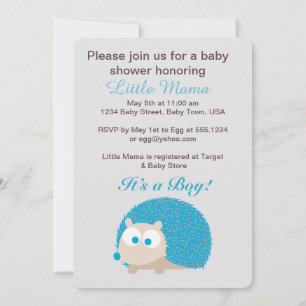 Invitation Joli hérisson C'est un garçon ! Baby shower