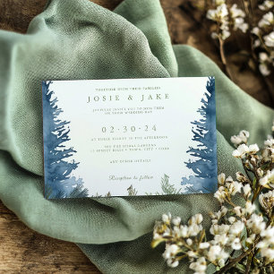 Invitation Joli hiver neigeux pins vert