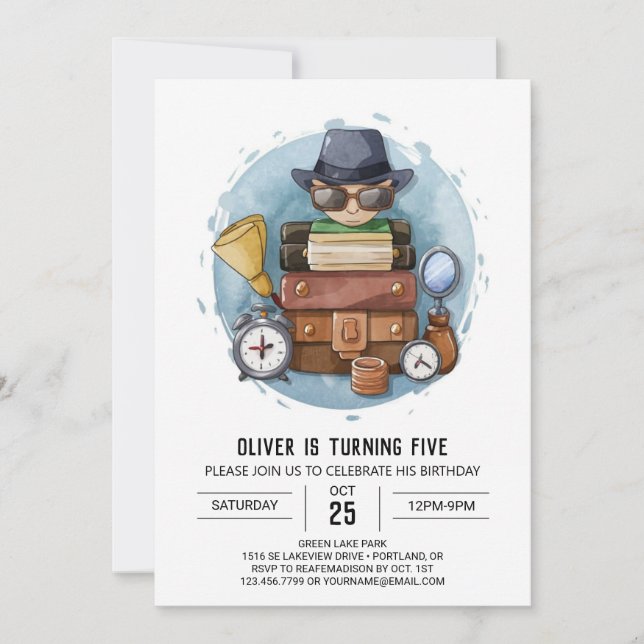 Invitation Joli inspecteur Whimsical Anniversaire (Devant)
