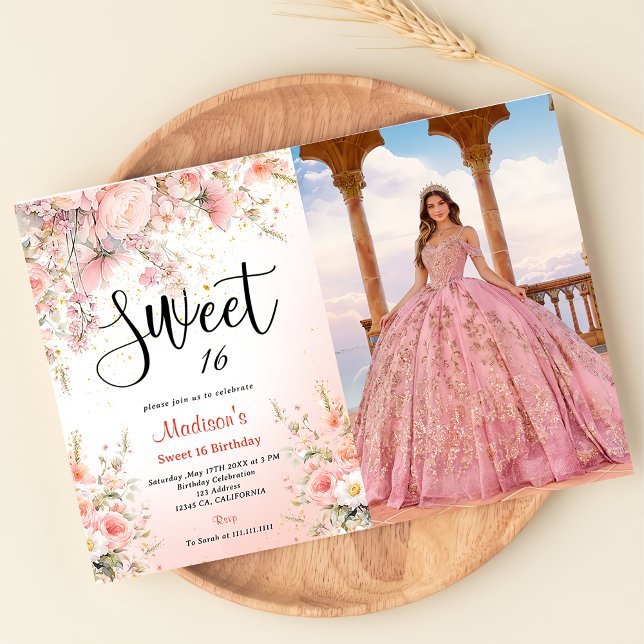 Invitation Joli Jardin Fleur sauvage Aquarelle Sweet 16 (Créateur téléchargé)