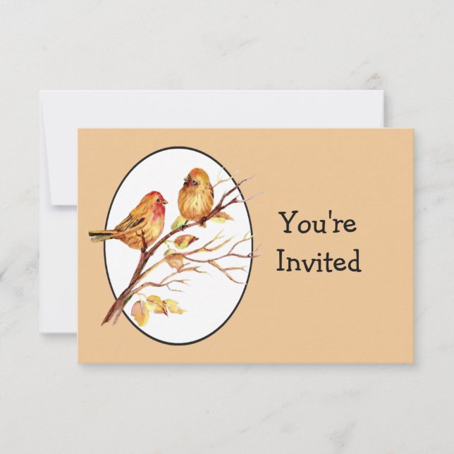 Invitation Joli Jardin Oiseaux Couple Anniversaire Mariage (Devant)