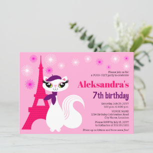 Invitation Joli Kitty Paris Rose Anniversaire