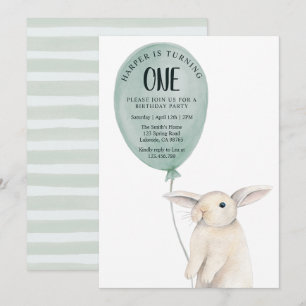 Invitation Joli lapin avec ballons Anniversaire