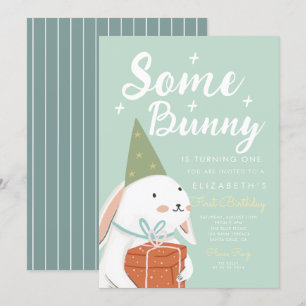 Invitation Joli lapin blanc Un lapin devient un Anniversaire
