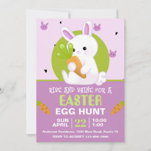 Invitation Joli lapin de Pâques avec carotte fête d'anniversa