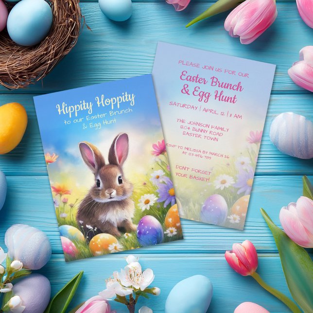 Invitation Joli lapin de Pâques Brown (Créateur téléchargé)