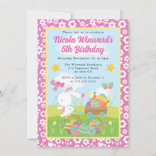 Invitation Joli lapin de Pâques Printemps Anniversaire enfant