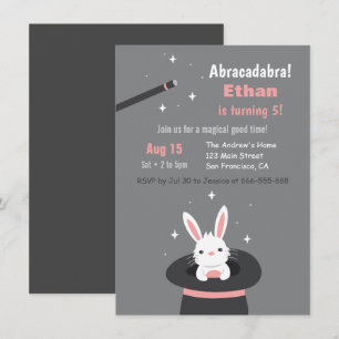 Invitation Joli lapin en Casquette Enfants Magique Thème Anni