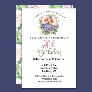 Invitation Joli lys calla pastel pour 90e anniversaire