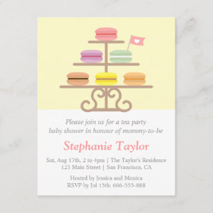 Invitation Joli Macaron, Baby Shower Thé à l'Anglaise, Maman