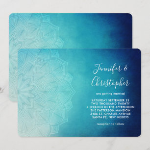 Invitation Joli Mariage Abstrait Mandala bleu
