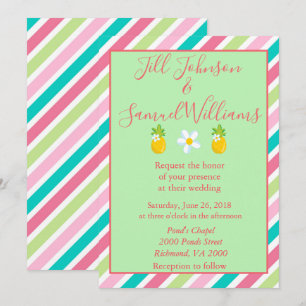 Invitation Joli Mariage ananas et rayures