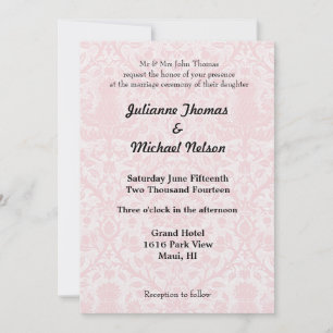 Invitation Joli Mariage damassé rose et blanc