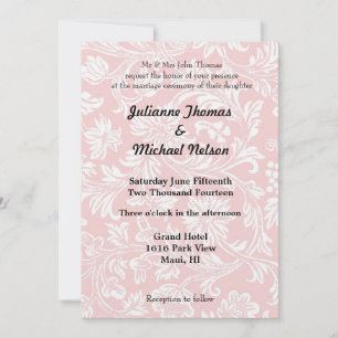Invitation Joli Mariage damassé rose et blanc