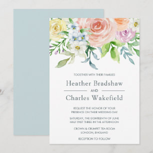 Invitation Joli Mariage d'aquarelle Pastel