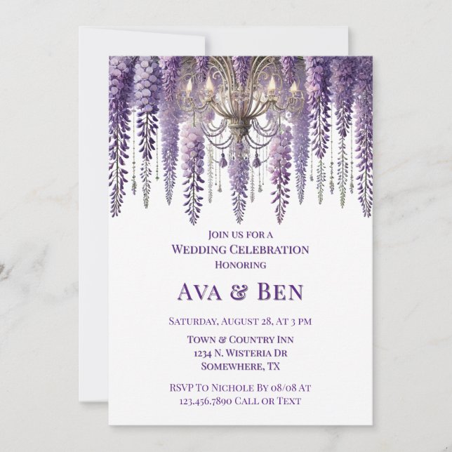Invitation Joli Mariage de lustre de Wisteria violet (Devant)