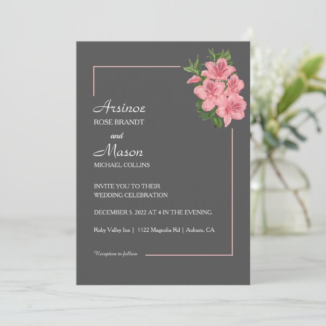 Invitation Joli Mariage d'Hibiscus peint (Debout devant)
