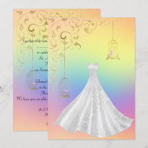 Invitation Joli Mariage Rainbow Pastel Birdcage