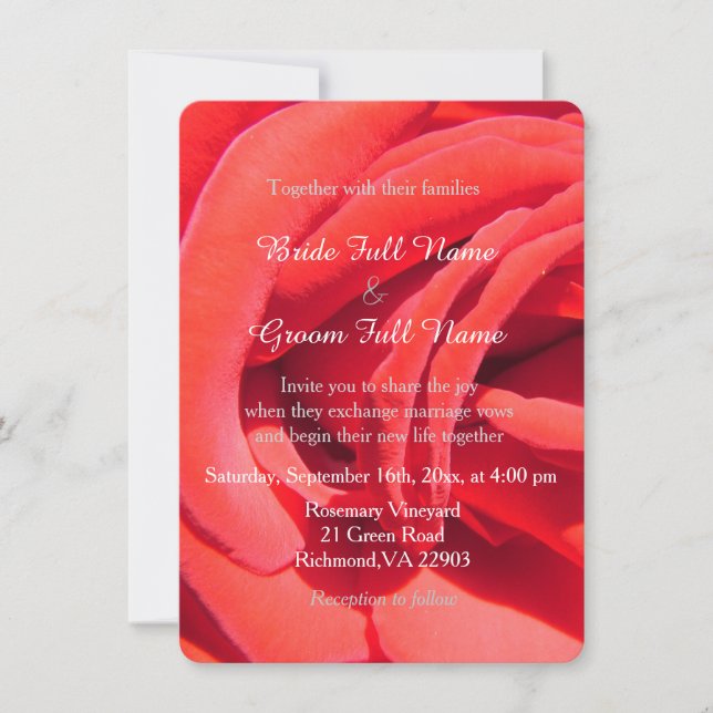 Invitation Joli mariage romantique à fleurs de rose rouge (Devant)