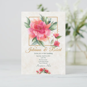 Invitation Joli mariage Rose à budget jardin