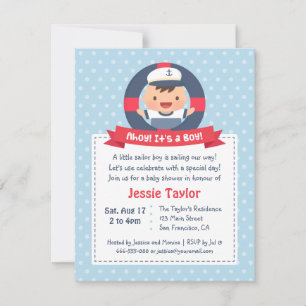Invitation Joli Marin, Baby Shower Marin