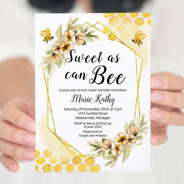 Invitation Joli Miel Sucré Comme Peut Être Baby shower Invita (Créateur téléchargé)
