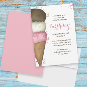 Invitation Joli Modèle de crème glacée fête d'anniversaire