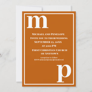Invitation Joli Monogramme tendance Burnt Orange Mariage