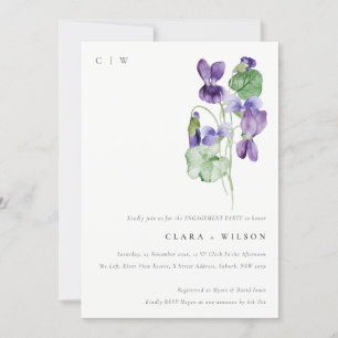 Invitation Joli Monogramme Violet Floral Bunal Fiançailles