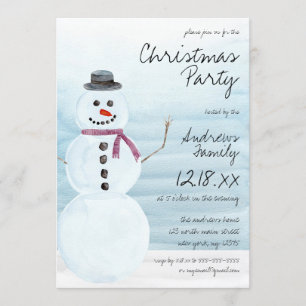 Invitation Joli Noël bleu Snowman