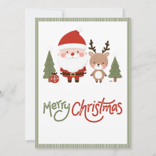 Invitation Joli Noël Père Noël & Reindeer