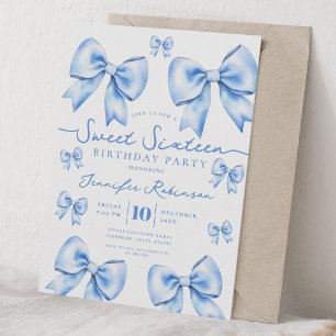 Invitation Joli Nœud Papillon Coquette Douce 16e Anniversaire