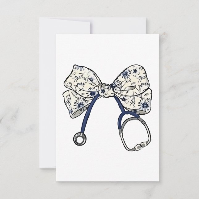 Invitation Joli Nœud Papillon Coquette Infirmière En Fonction (Devant)