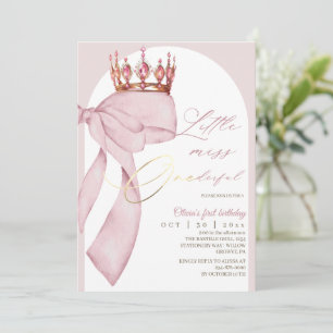 Invitation Joli Nœud Rose 1er Anniversaire
