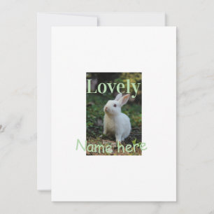 Invitation Joli nom de photo de lapin de compagnie vert paste