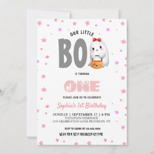 Invitation Joli Notre Petit Boo Rose Anniversaire